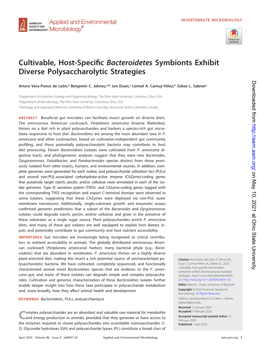 Cultivable, Host-Specific Bacteroidetes Symbionts Exhibit Diverse Polysaccharolytic Strategies