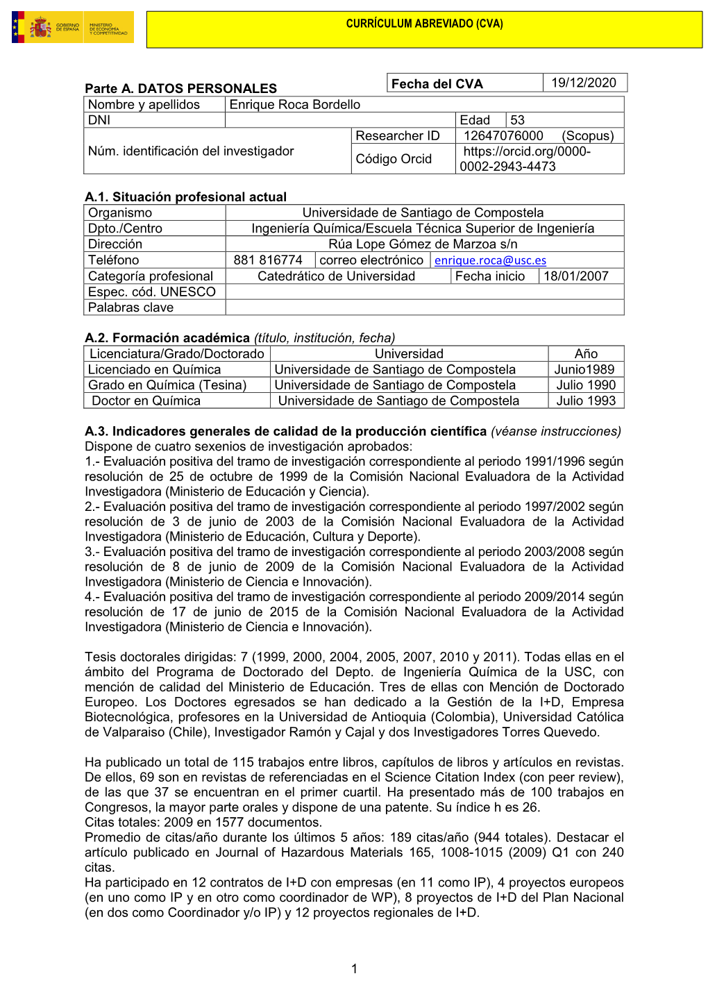 CURRICULUM VITAE (Maximum 4 Pages)