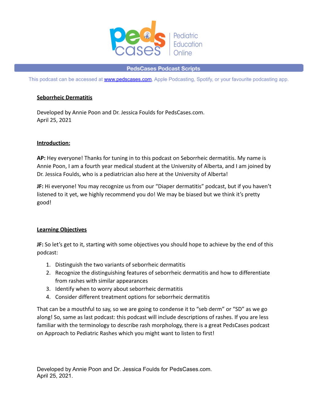 Seborrheic Dermatitis Script .Docx