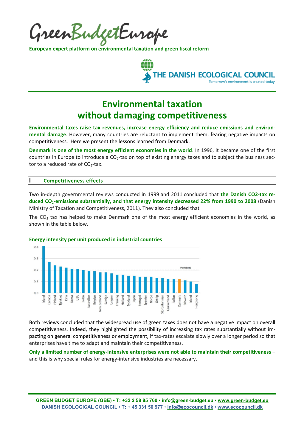 Environmental Taxation Without Damaging Competitiveness