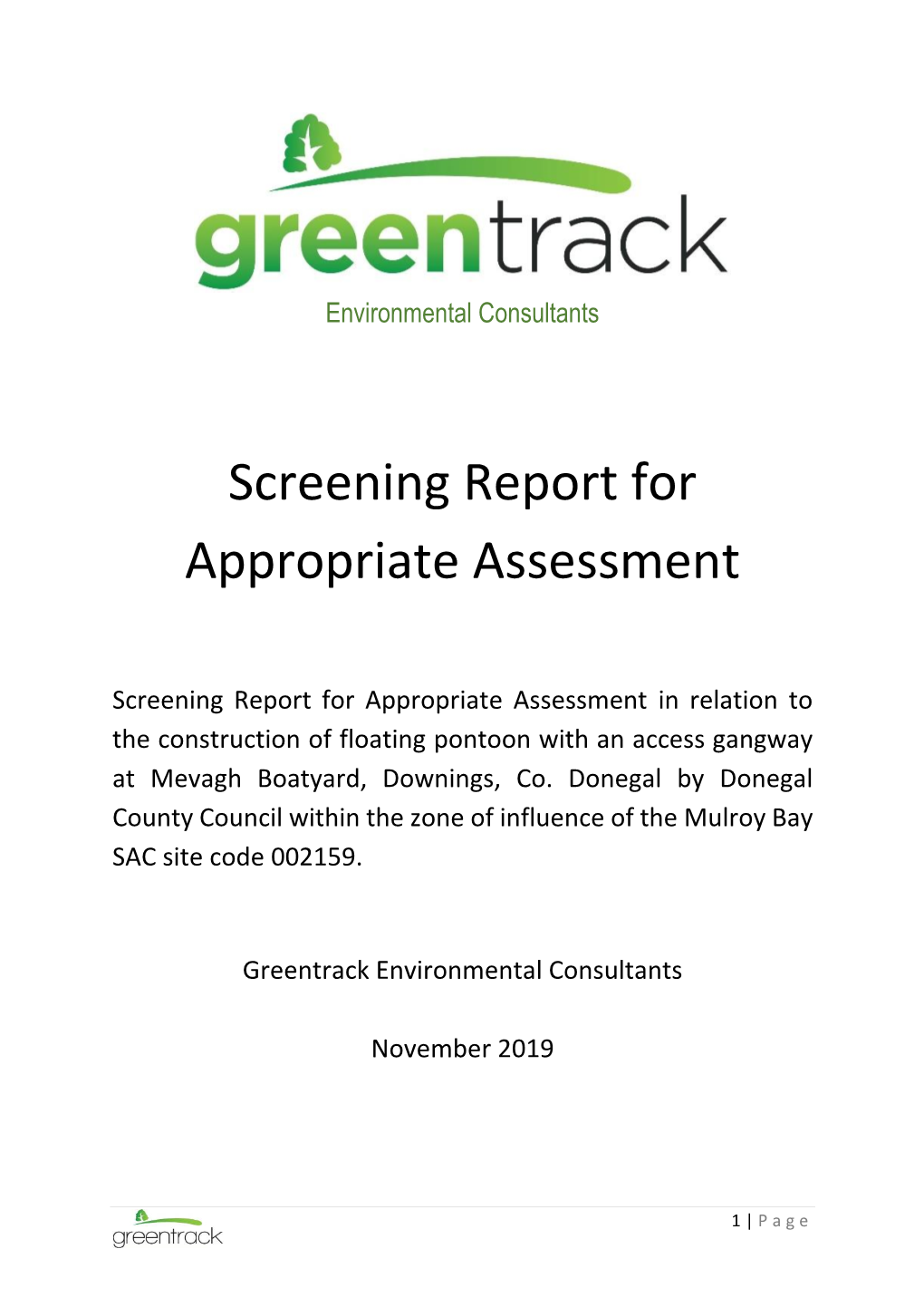 Screening Report for Appropriate Assessment