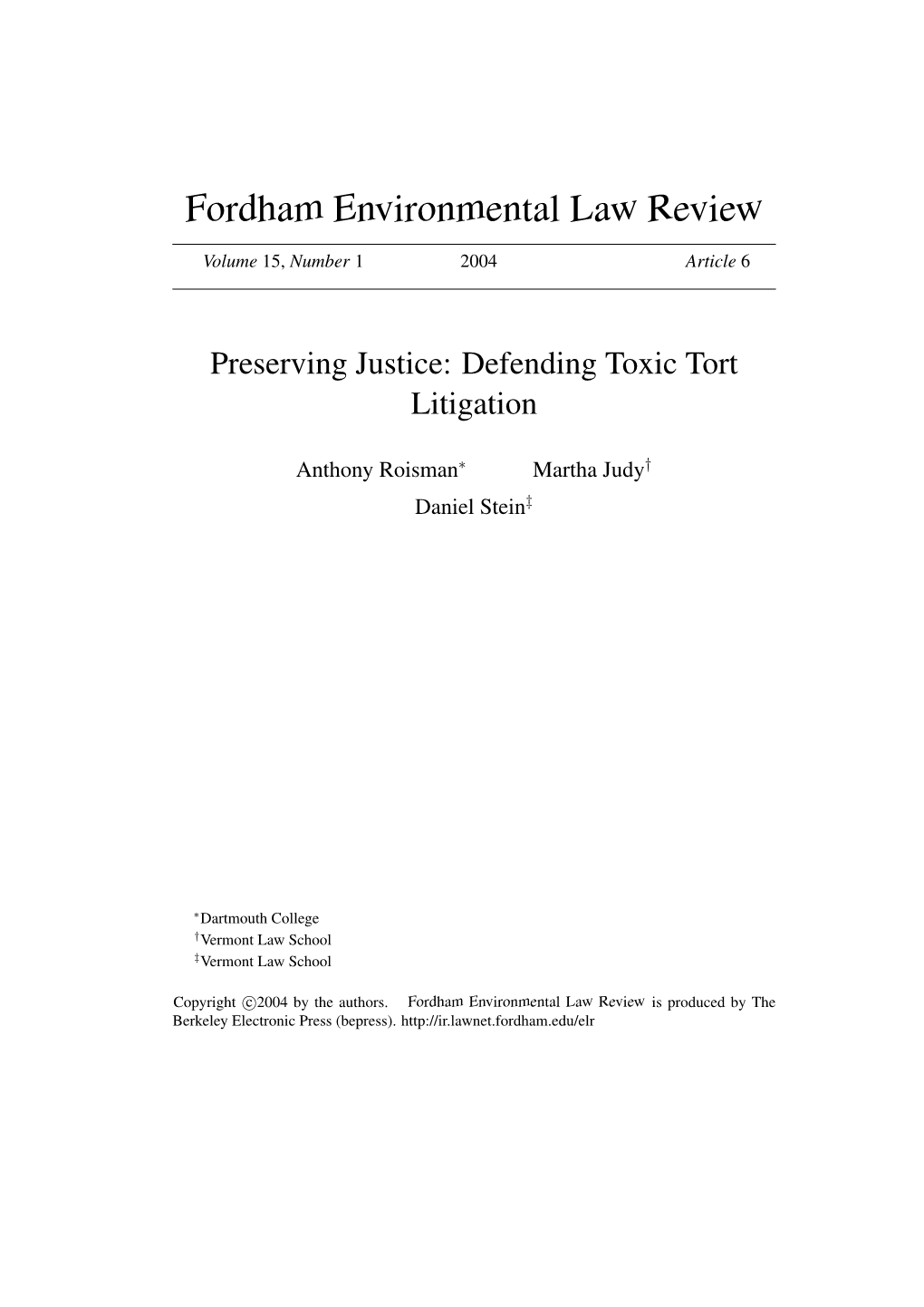 Preserving Justice: Defending Toxic Tort Litigation