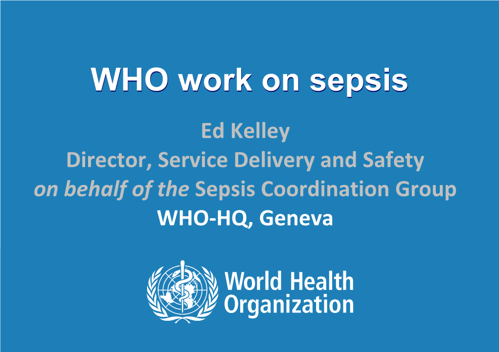 WHO Work on Sepsis