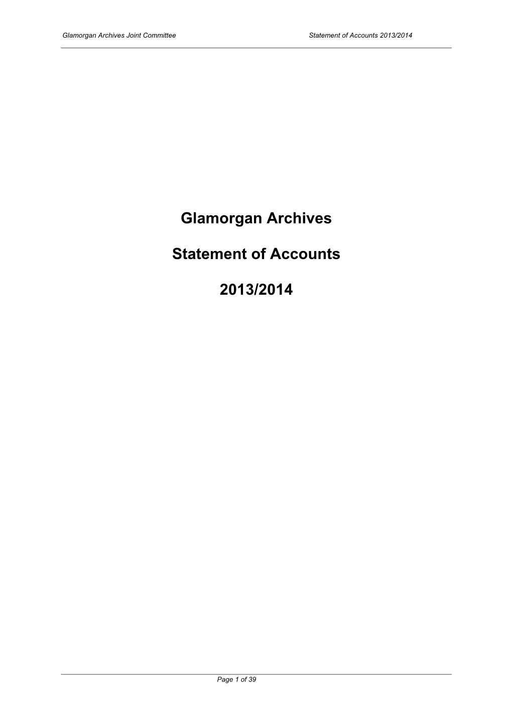 Glamorgan Archives Statement of Accounts 2013/2014