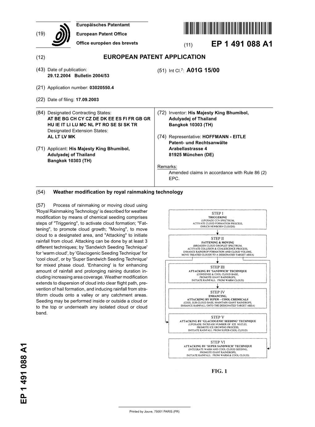 Weather Modification by Royal Rainmaking Technology