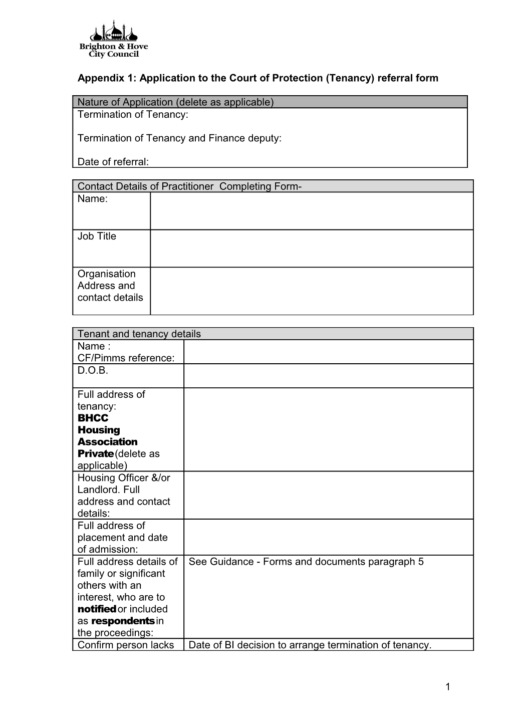 Application to the Court of Protection Referral Form