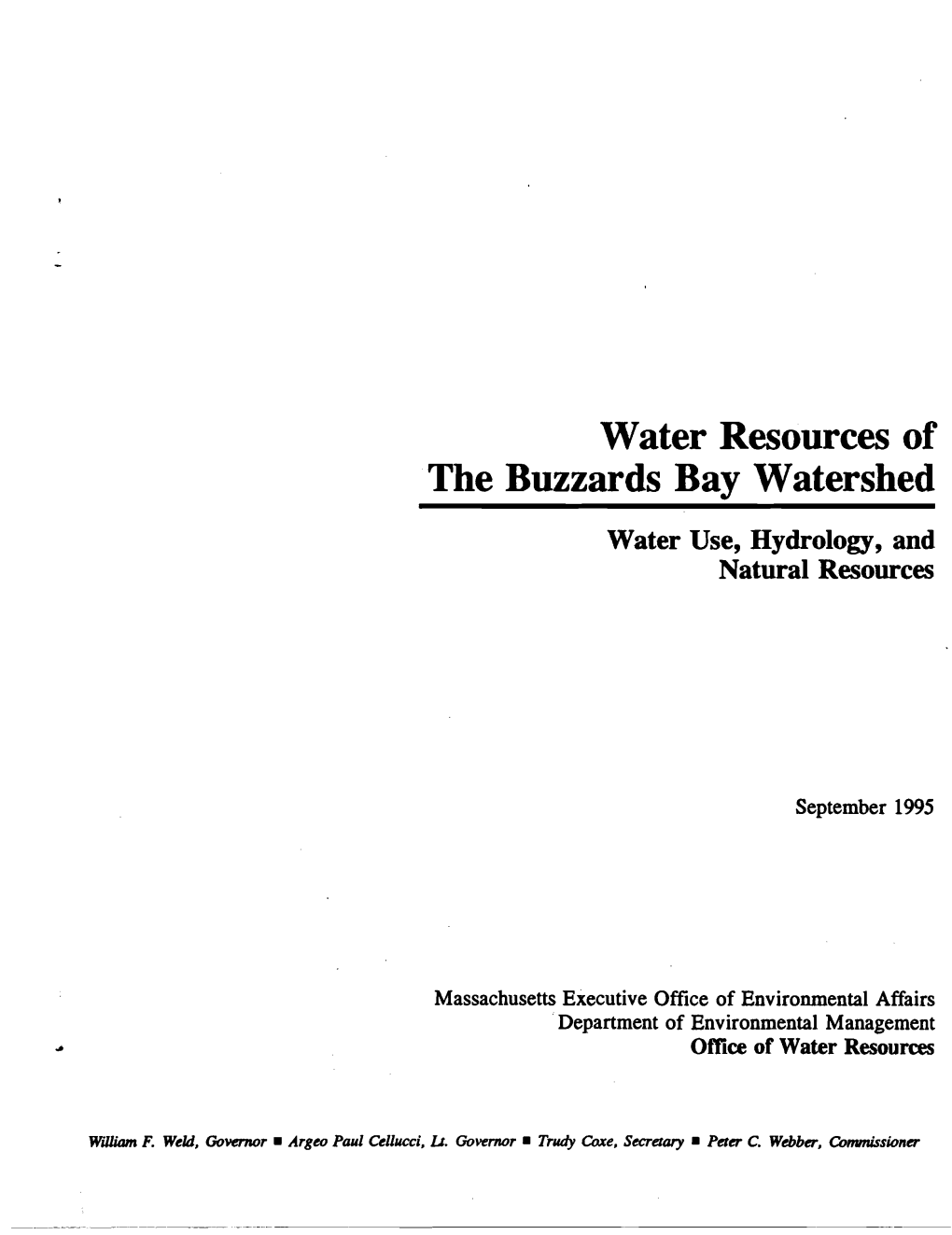 Water Resources of the Buzzards Bay Watershed