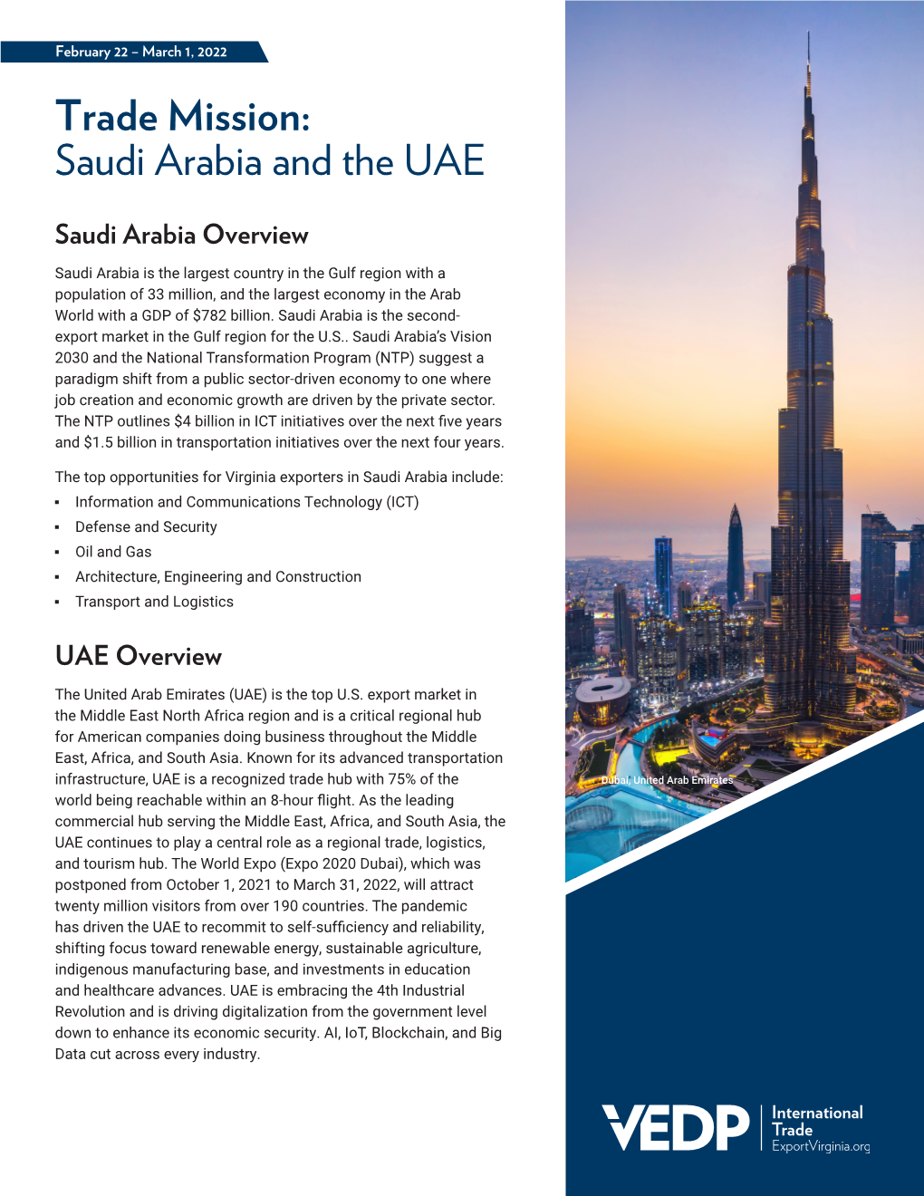 Trade Mission: Saudi Arabia and the UAE