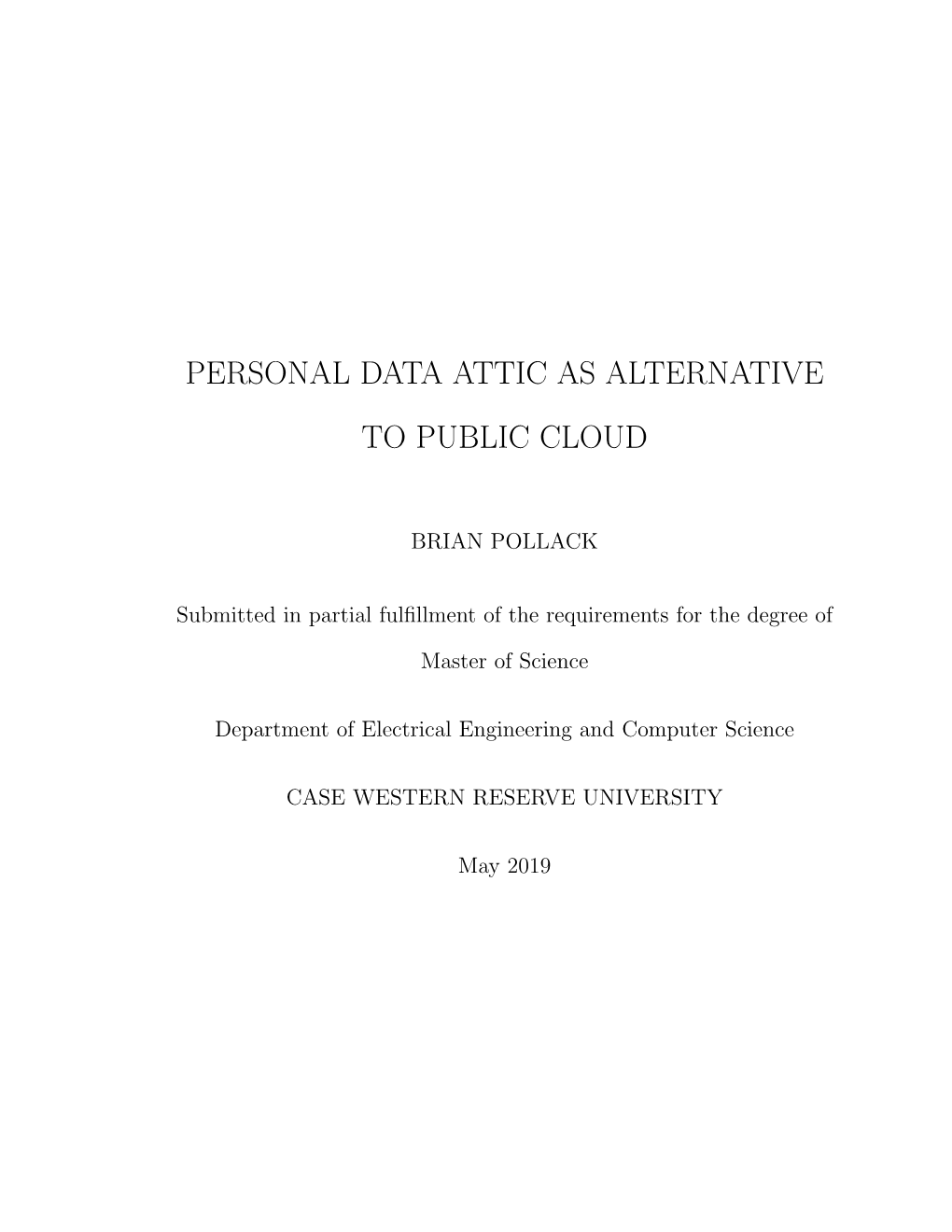 Personal Data Attic As Alternative to Public Cloud