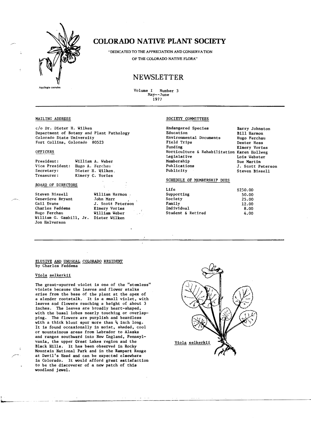 Colorado Native Plant Society Newsletter Is National Bank of Fort Collins