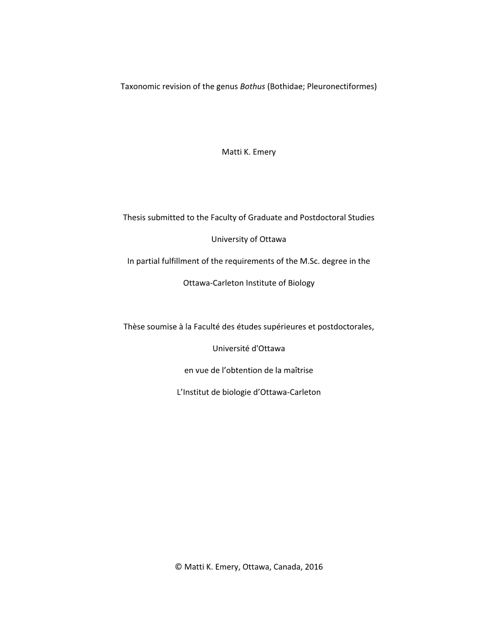 Taxonomic Revision of the Genus Bothus (Bothidae; Pleuronectiformes)