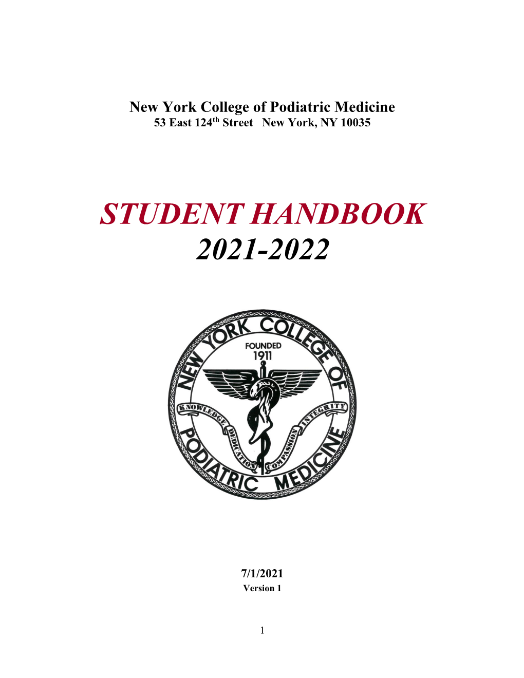 Student Handbook