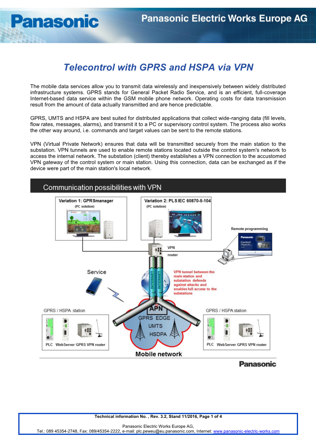 Telecontrol with GPRS and HSPA Via VPN