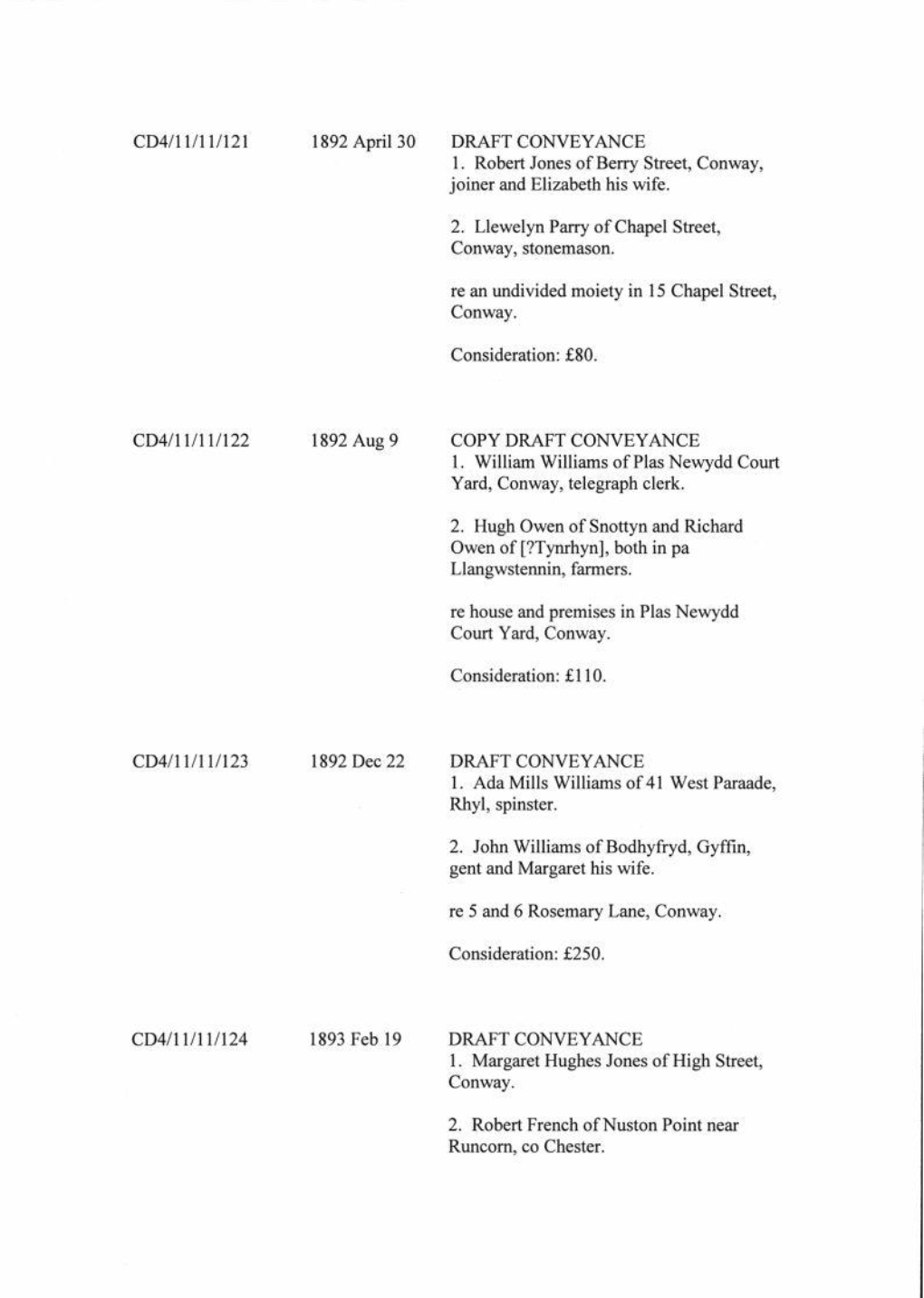 CD4/11/11/121 1892 April 30 DRAFT CONVEYANCE 1