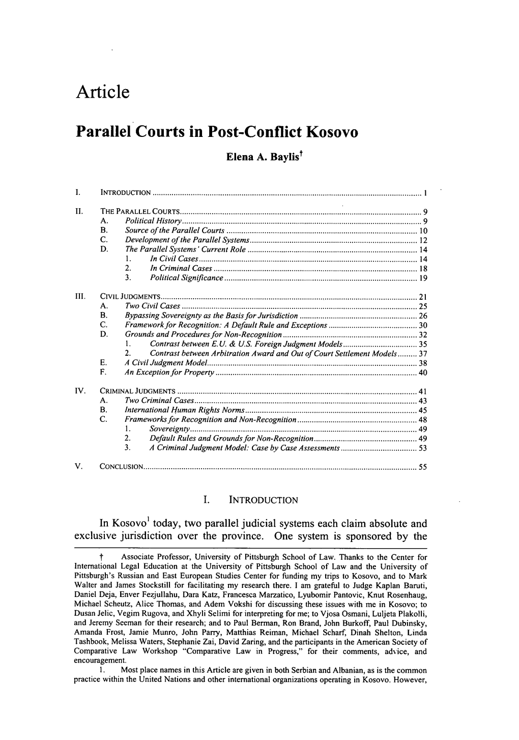 Parallel Courts in Post-Conflict Kosovo T Elena A