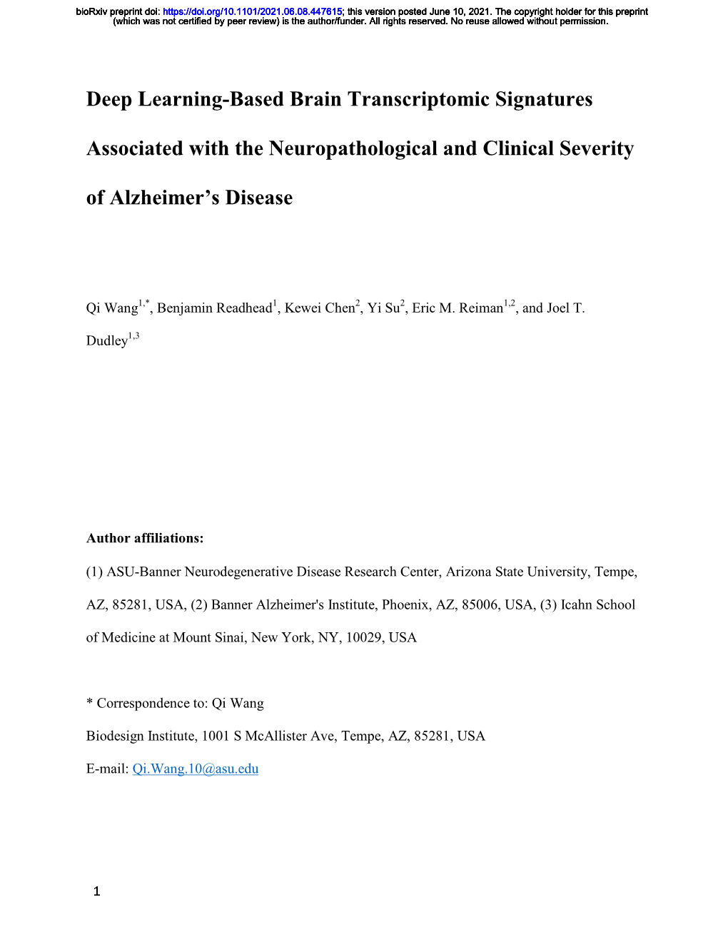 Deep Learning-Based Brain Transcriptomic Signatures