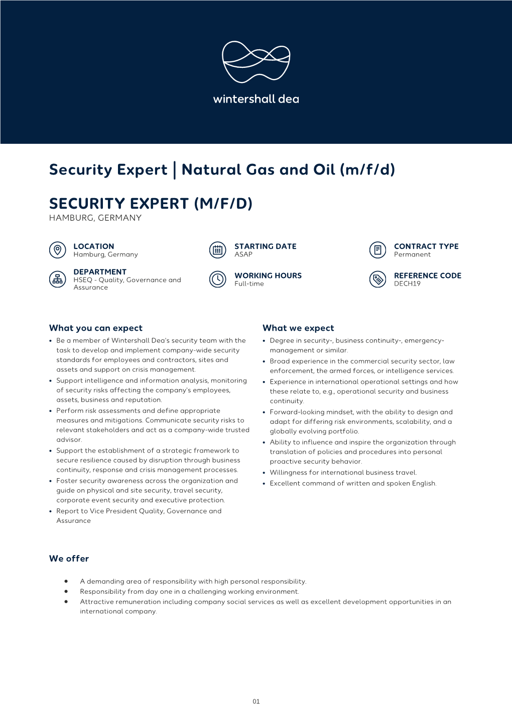 Natural Gas and Oil (M/F/D) SECURITY EXPERT