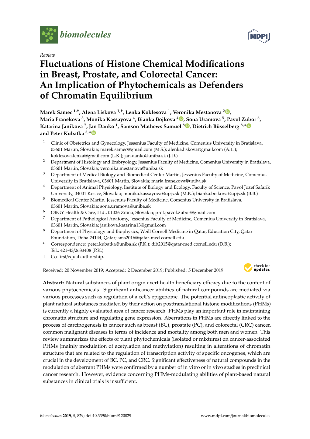 Fluctuations of Histone Chemical Modifications in Breast, Prostate