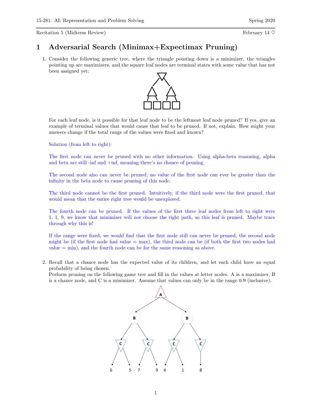 1 Adversarial Search (Minimax+Expectimax Pruning)