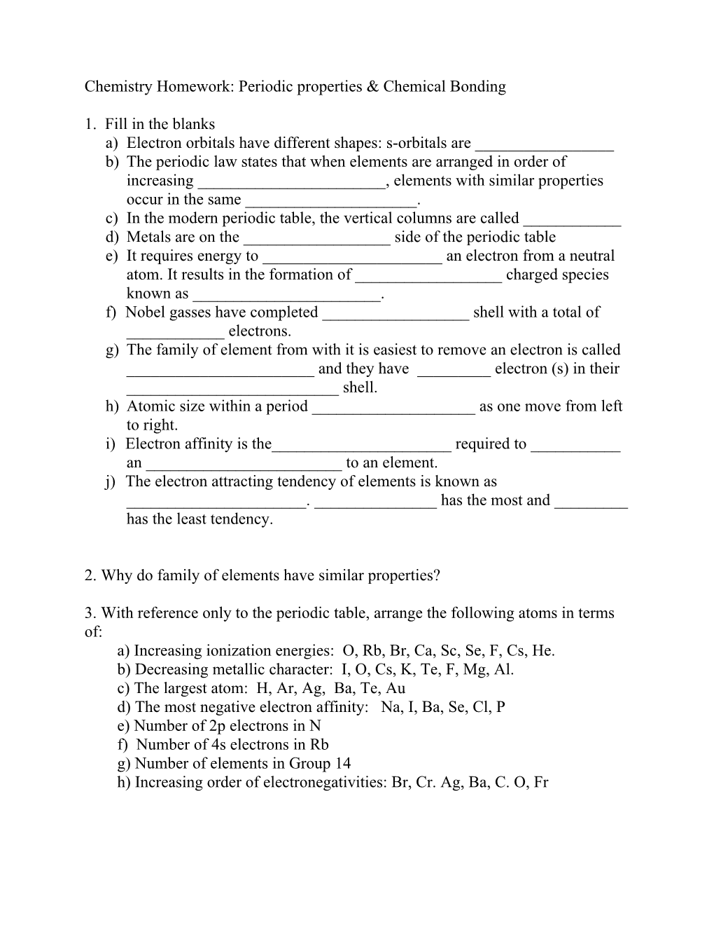 Why Do Family of Elements Have Similar Properties