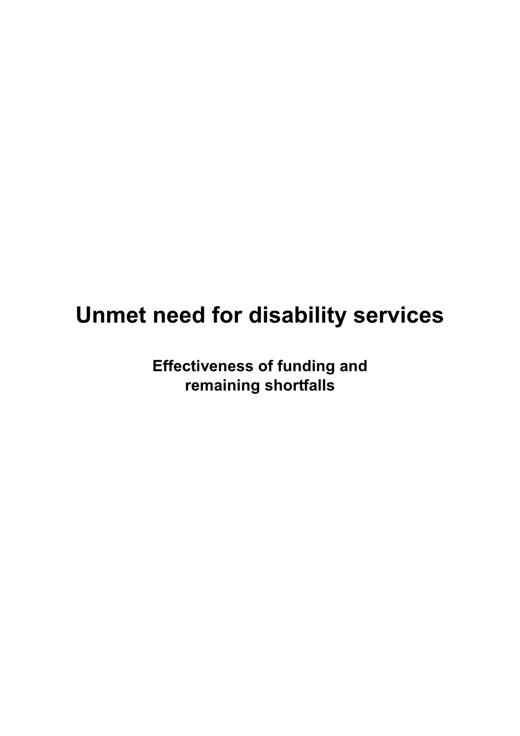 Unmet Need for Disability Services