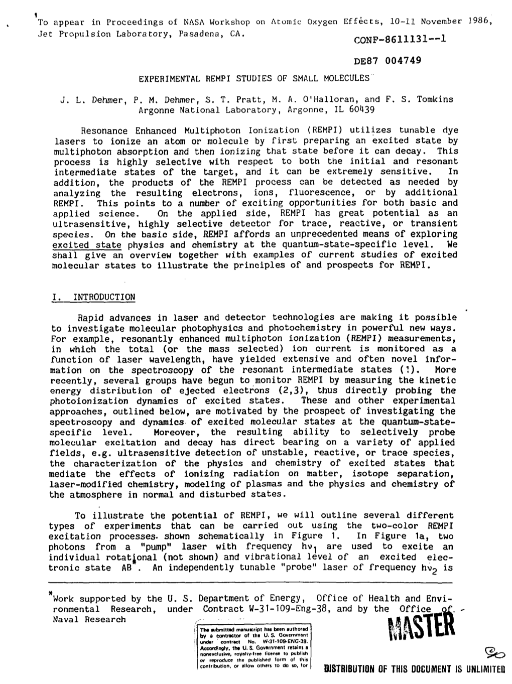 Resonance Enhanced Multiphoton Ionization