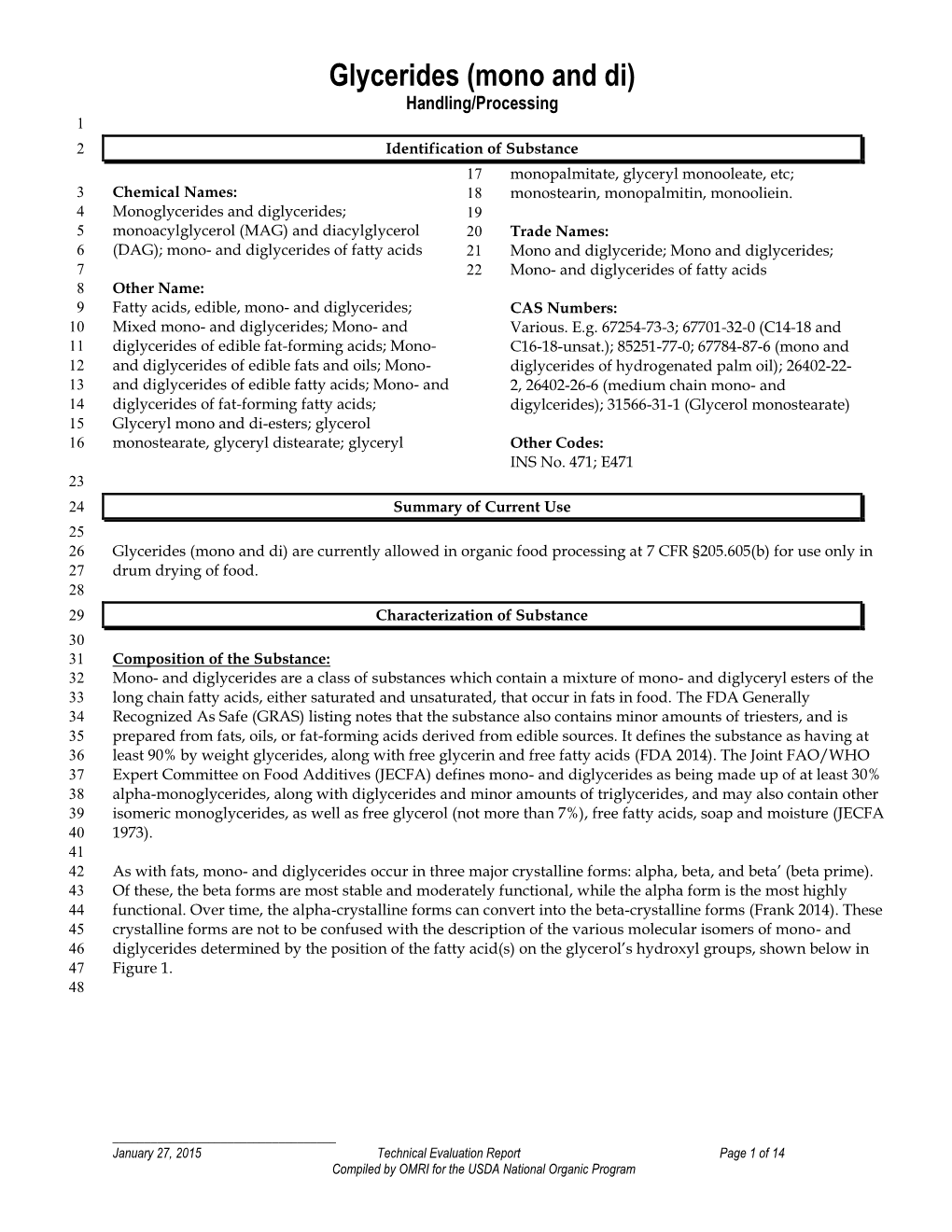 Glycerides (Mono And