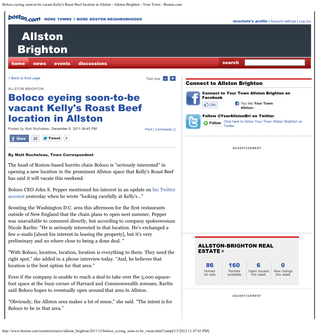 Boloco Eyeing Soon-To-Be Vacant Kelly's Roast Beef Location in Allston - Allston Brighton - Your Town - Boston.Com