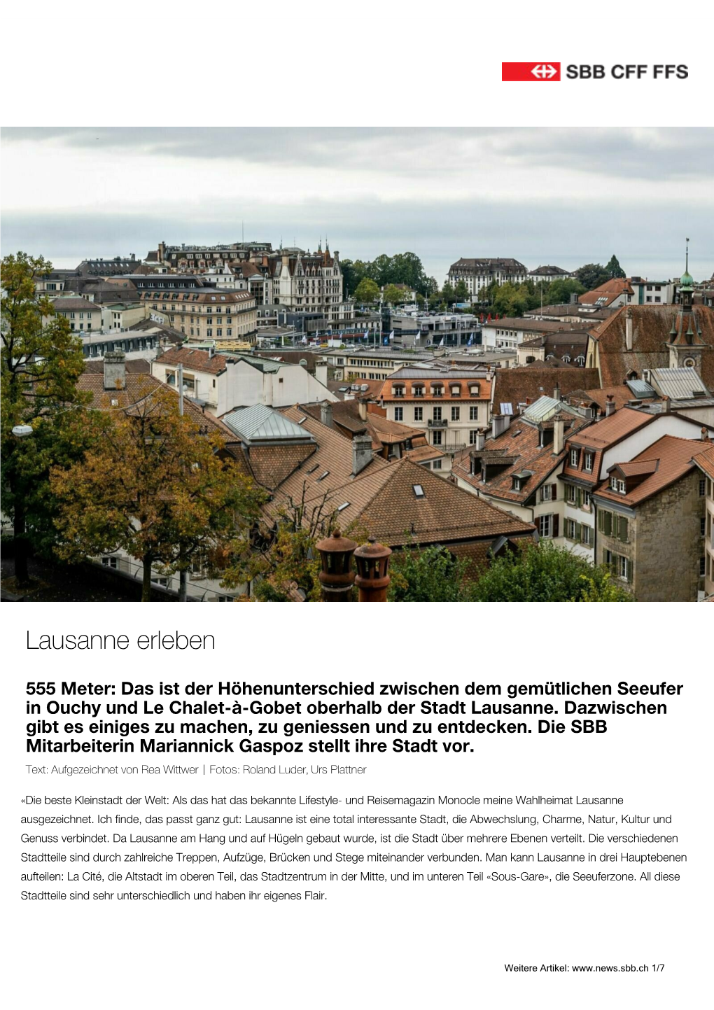 Lausanne Erleben | SBB News