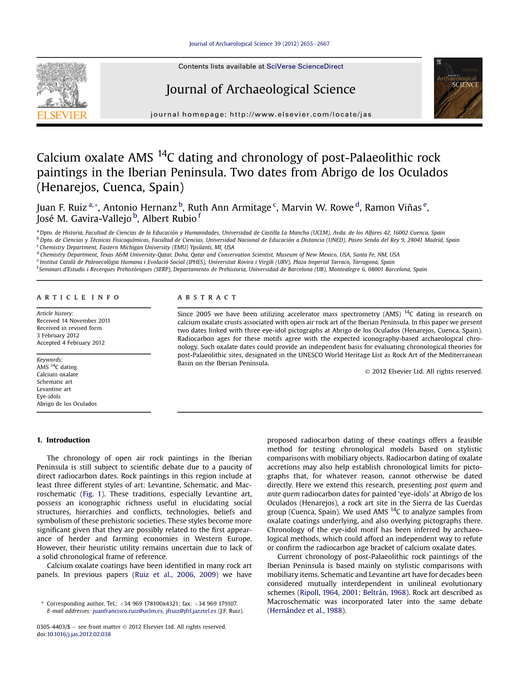 Calcium Oxalate AMS 14C Dating and Chronology of Post-Palaeolithic Rock Paintings in the Iberian Peninsula