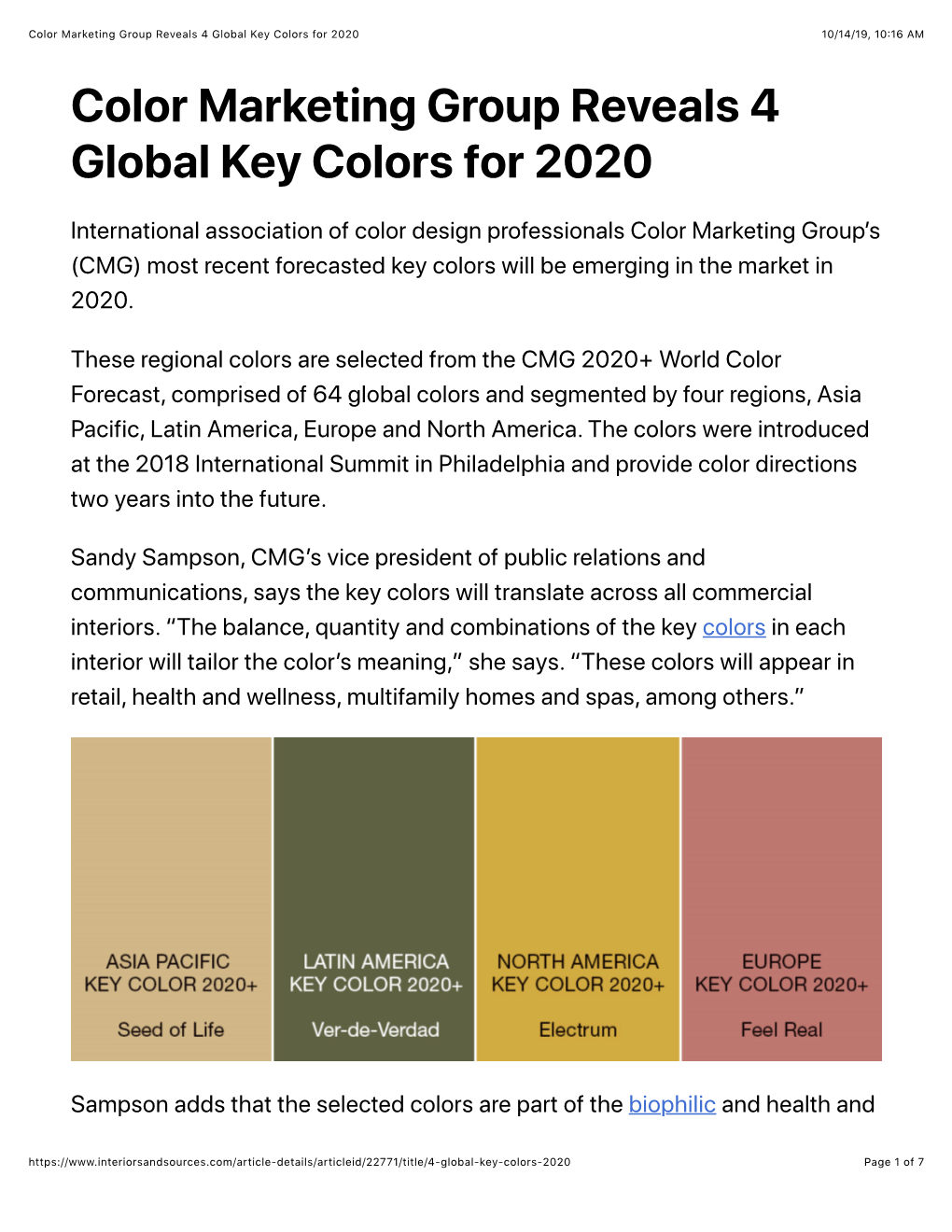 Color Marketing Group Reveals 4 Global Key Colors for 2020 10/14/19, 10�16 AM Color Marketing Group Reveals 4 Global Key Colors for 2020