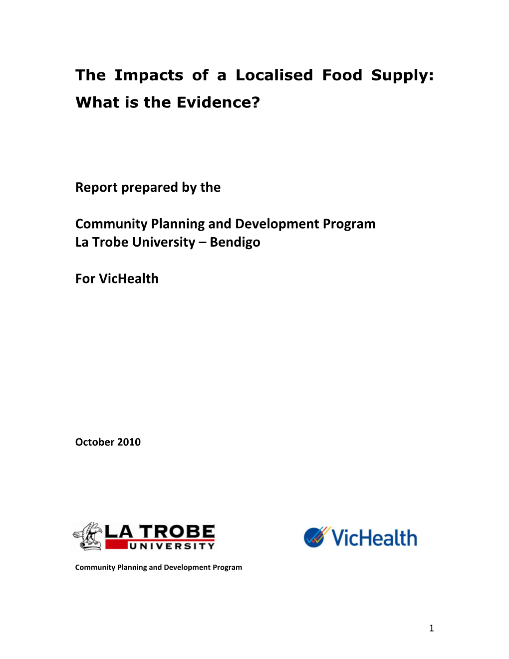 The Impacts of a Localised Food Supply: What Is the Evidence?