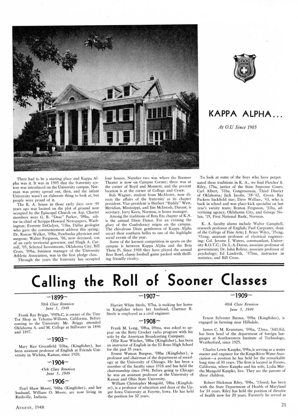 Calling the Roll of Sooner Classes