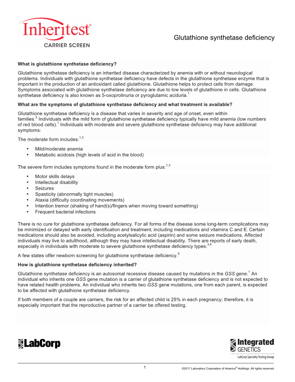 Glutathione Synthetase Deficiency