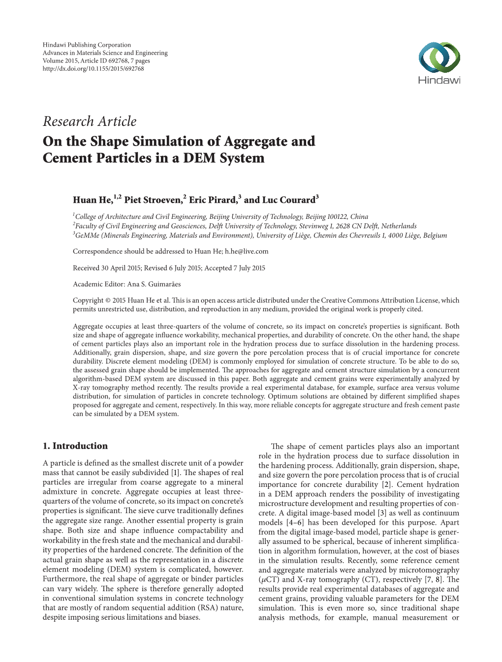 On the Shape Simulation of Aggregate and Cement Particles in a DEM System