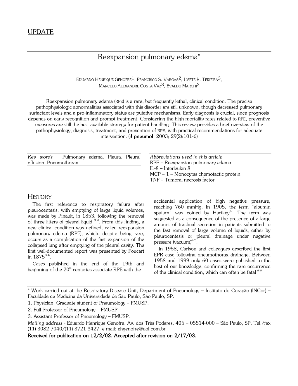 Reexpansion Pulmonary Edema*