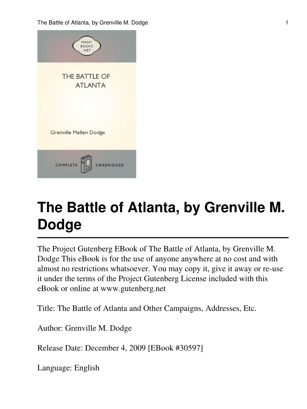 The Battle of Atlanta, by Grenville M