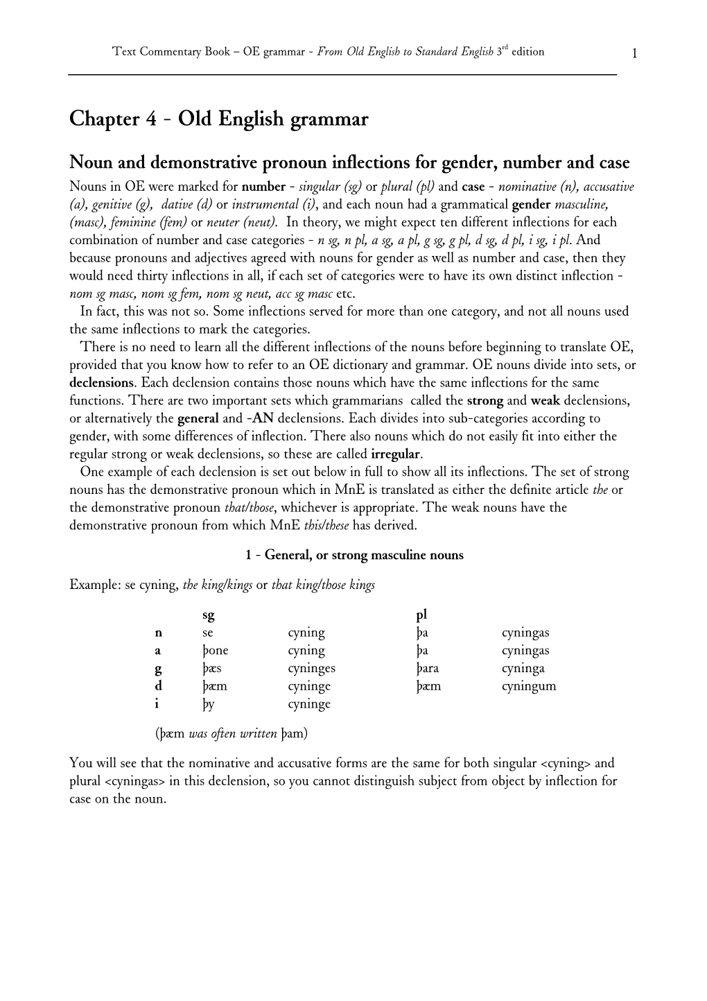 Chapter 4 - Old English Grammar