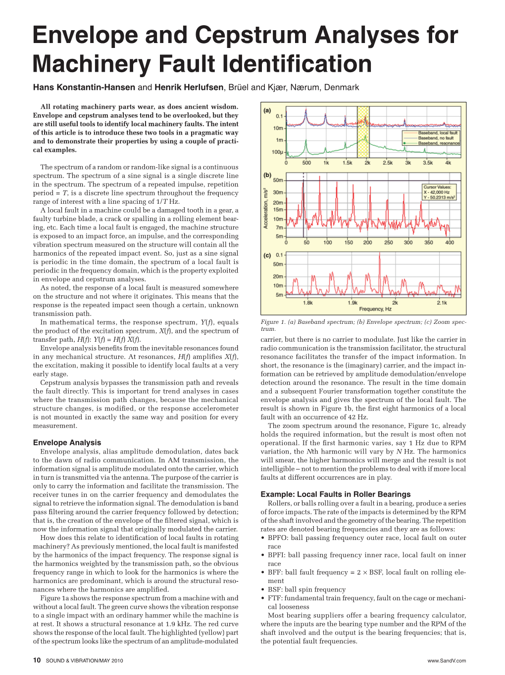 Envelope and Cepstrum Analyses for Machinery Fault Identification Hans Konstantin-Hansen and Henrik Herlufsen, Brüel and Kjær, Nærum, Denmark