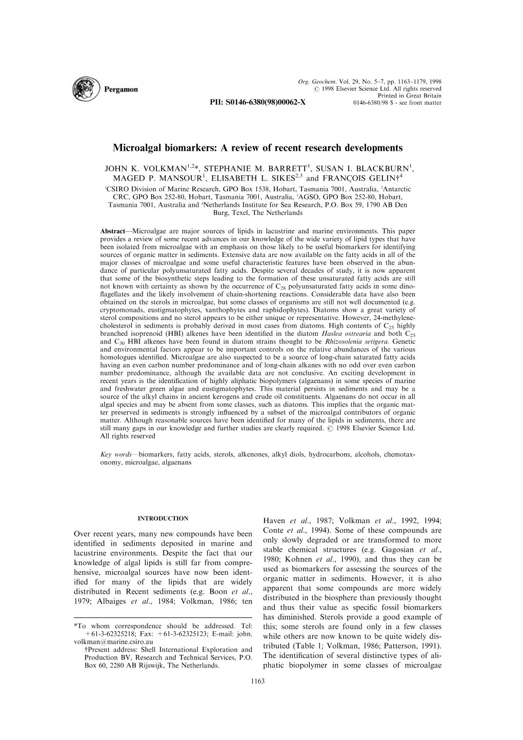 Microalgal Biomarkers: a Review of Recent Research Developments