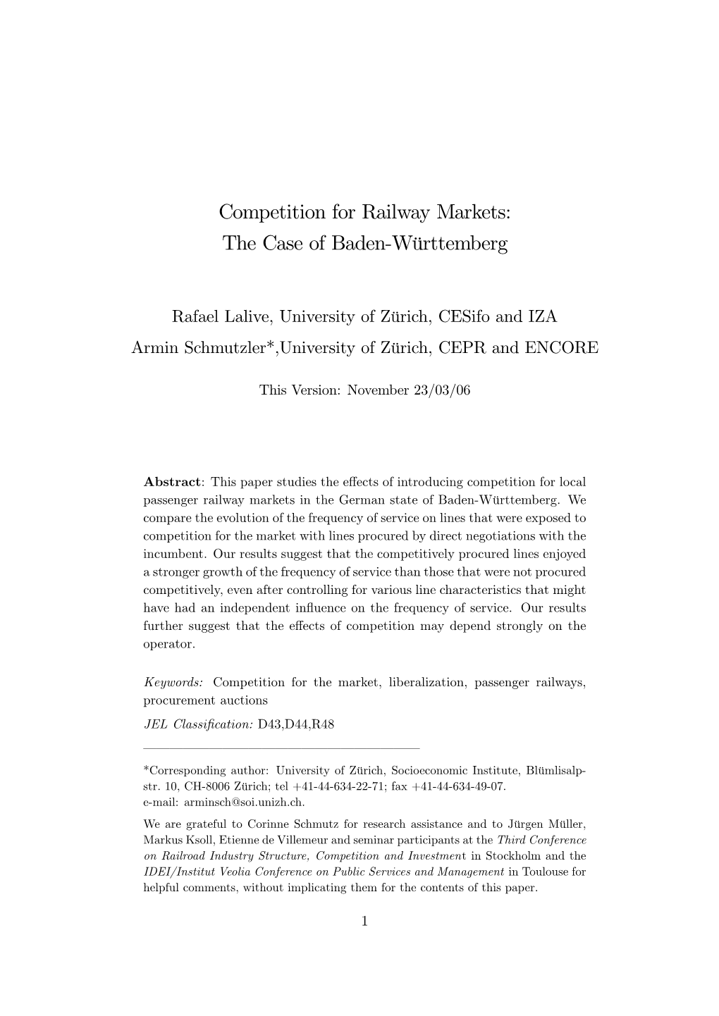 Competition for Railway Markets: the Case of Baden-Württemberg