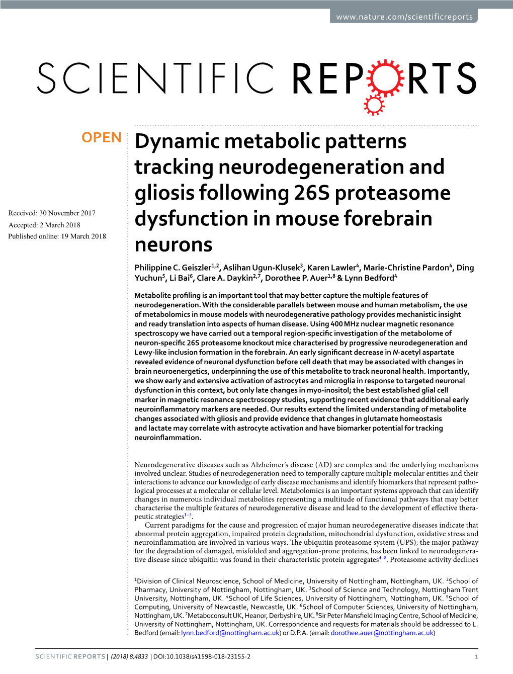 Dynamic Metabolic Patterns Tracking Neurodegeneration and Gliosis