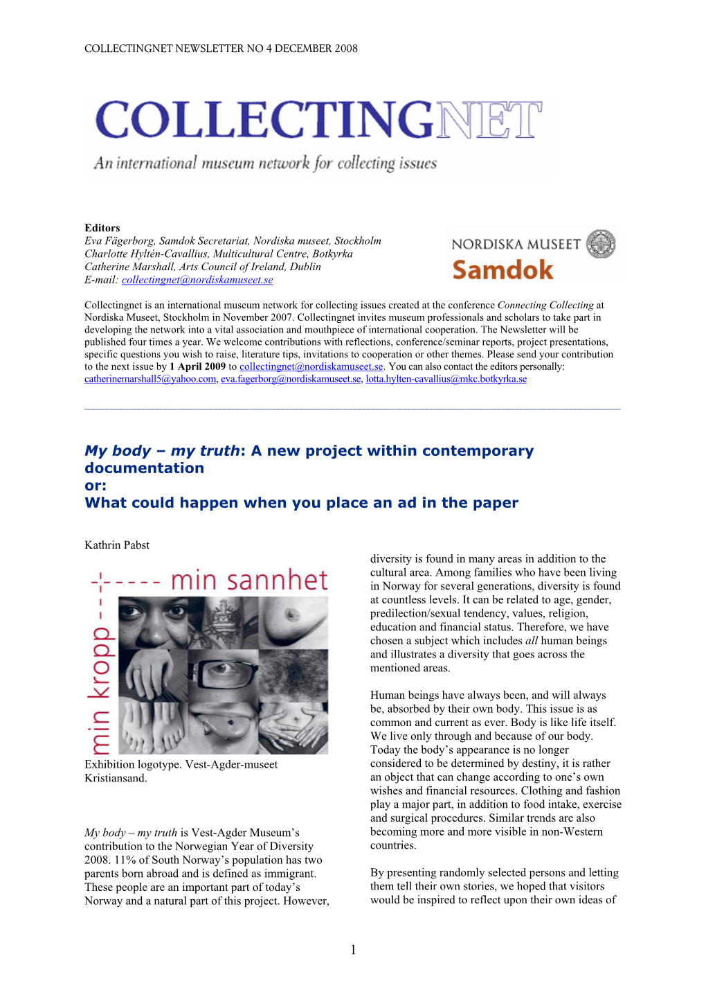 Newsletter No 4 December 2008