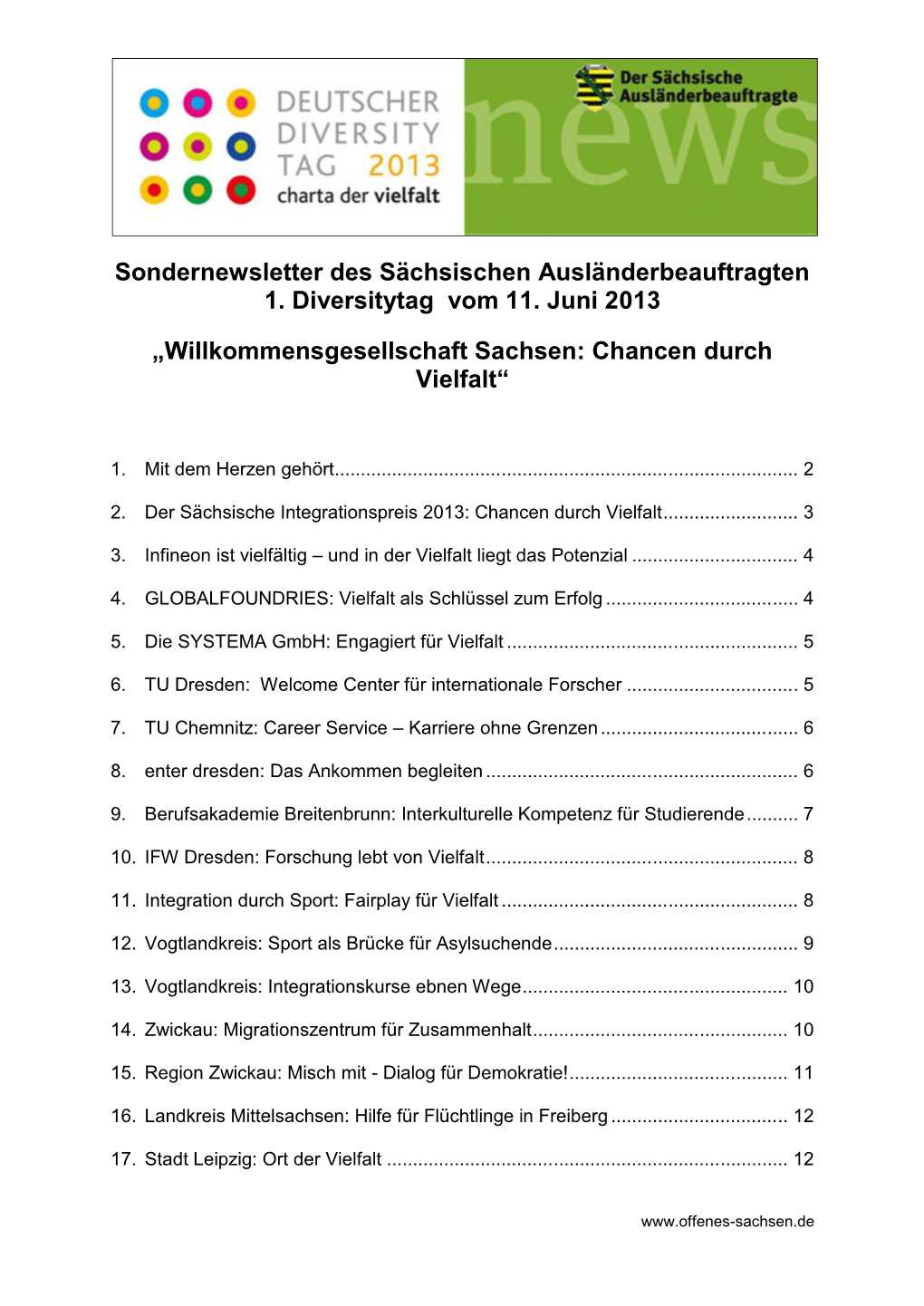 Sondernewsletter Des Sächsischen Ausländerbeauftragten 1