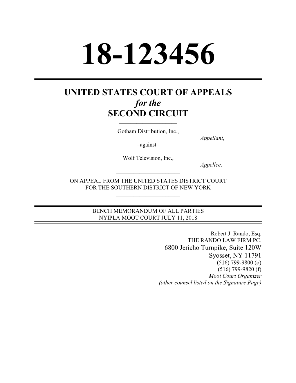 UNITED STATES COURT of APPEALS for the SECOND CIRCUIT ———————––—— Gotham Distribution, Inc., Appellant, –Against–