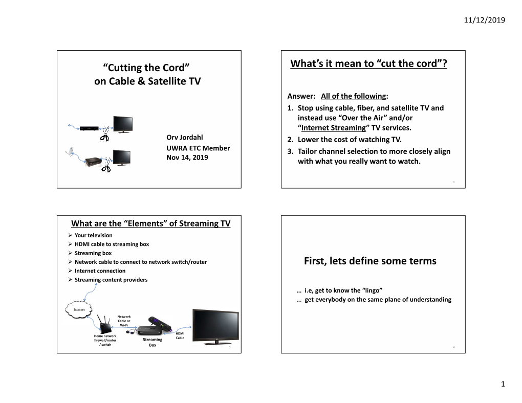 On Cable & Satellite TV What's It Mean to “Cut the Cord”?