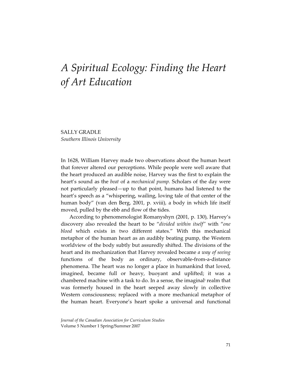 A Spiritual Ecology: Finding the Heart of Art Education