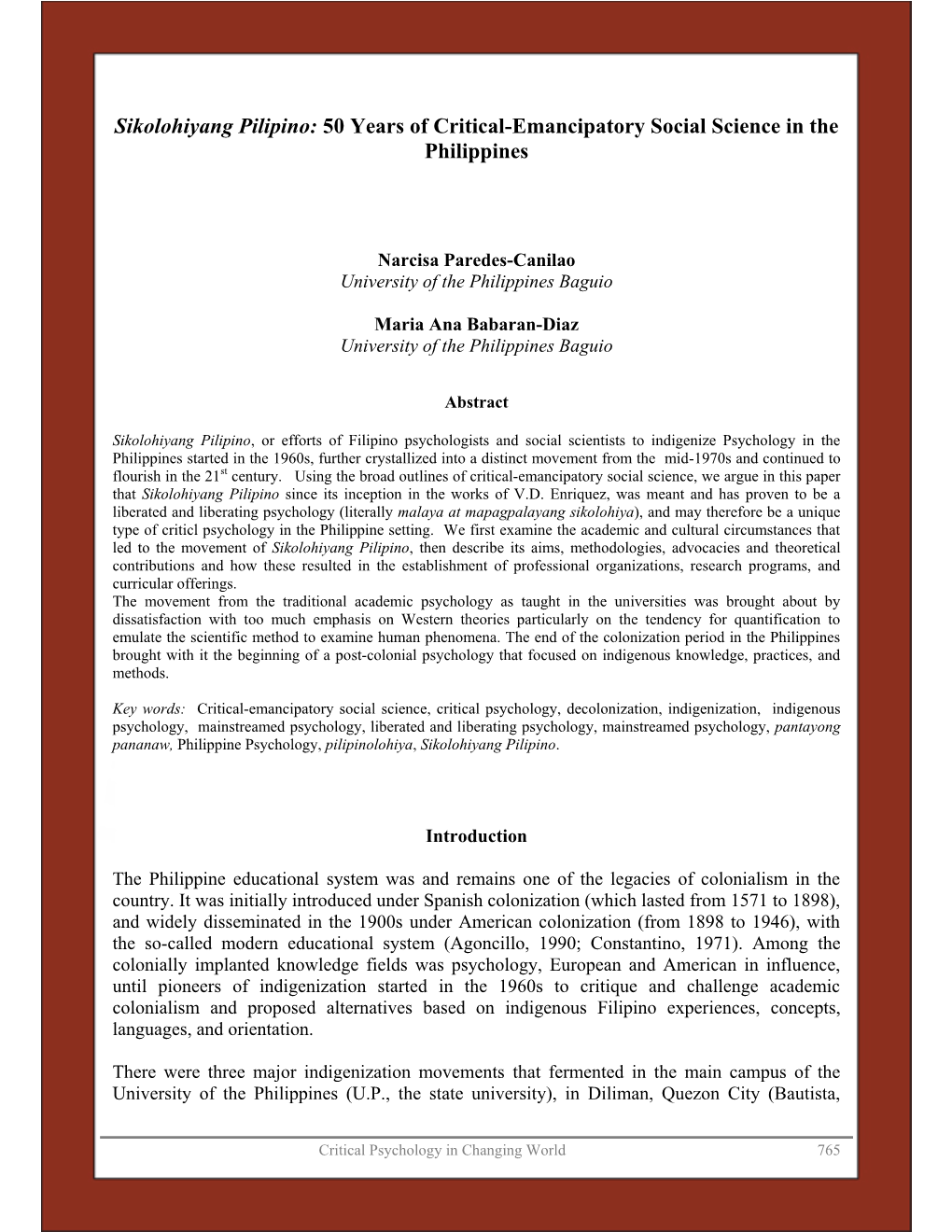 50 Years of Critical-Emancipatory Social Science in the Philippines