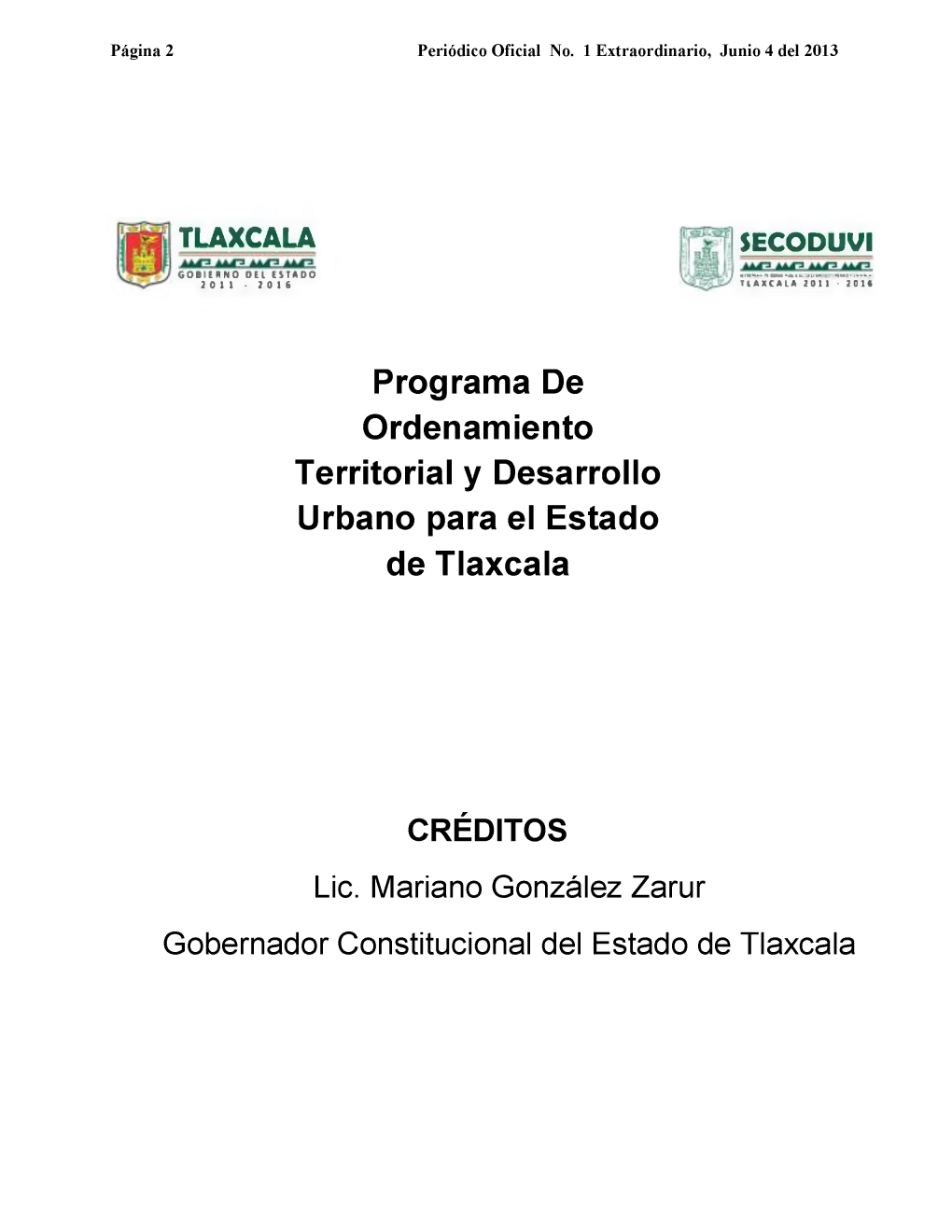 Programa De Ordenamiento Territorial Y Desarrollo Urbano Para El Estado De Tlaxcala