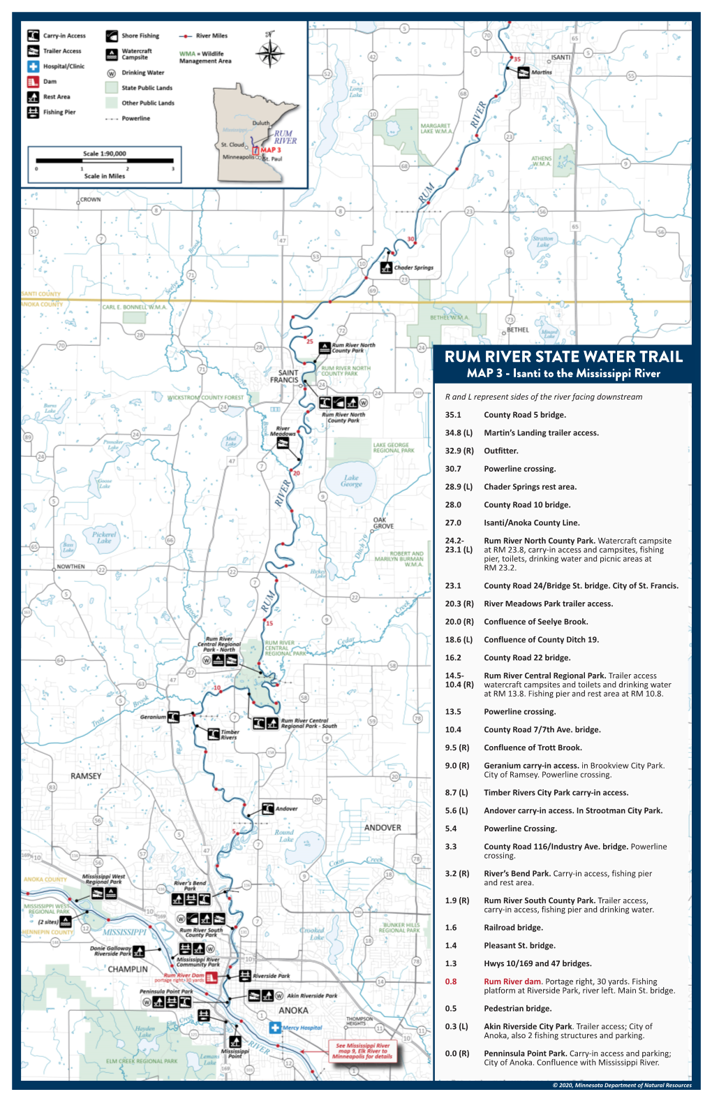 MAP 3 - Isanti to the Mississippi River